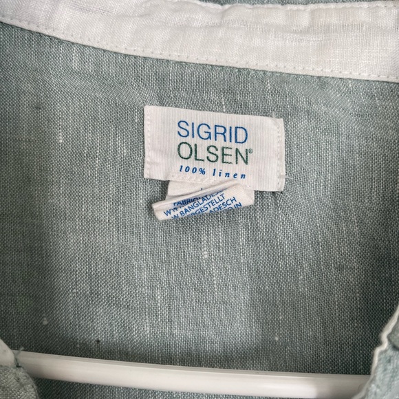 Sigrid Olsen Linen Button Down Top Size Medium Light Blue - Picture 5 of 14